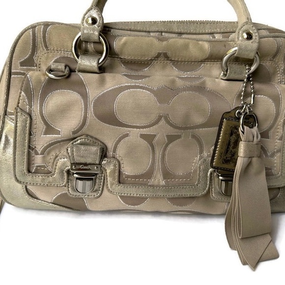 Vintage Coach Poppy Signature C Jacquard Sateen Lurex Satchel - Picture 3 of 6
